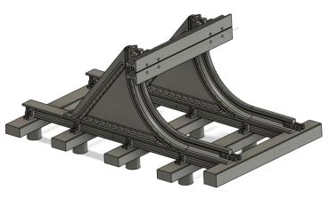 Prellbock verblecht mit Schienenprofilen