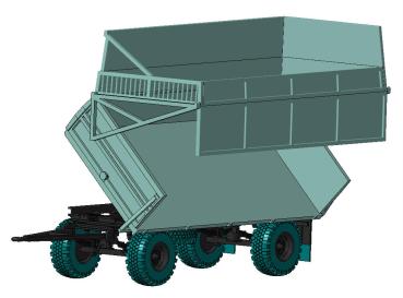 Anhänger HW80 mit Häckselaufbau gekippt