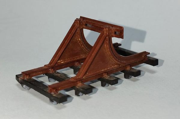 Prellbock verblecht mit Schienenprofilen